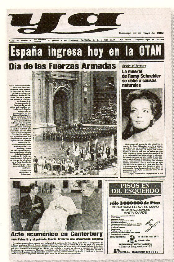 Ya: \"España ingresa en la OTAN\" (30 de mayo de 1982)