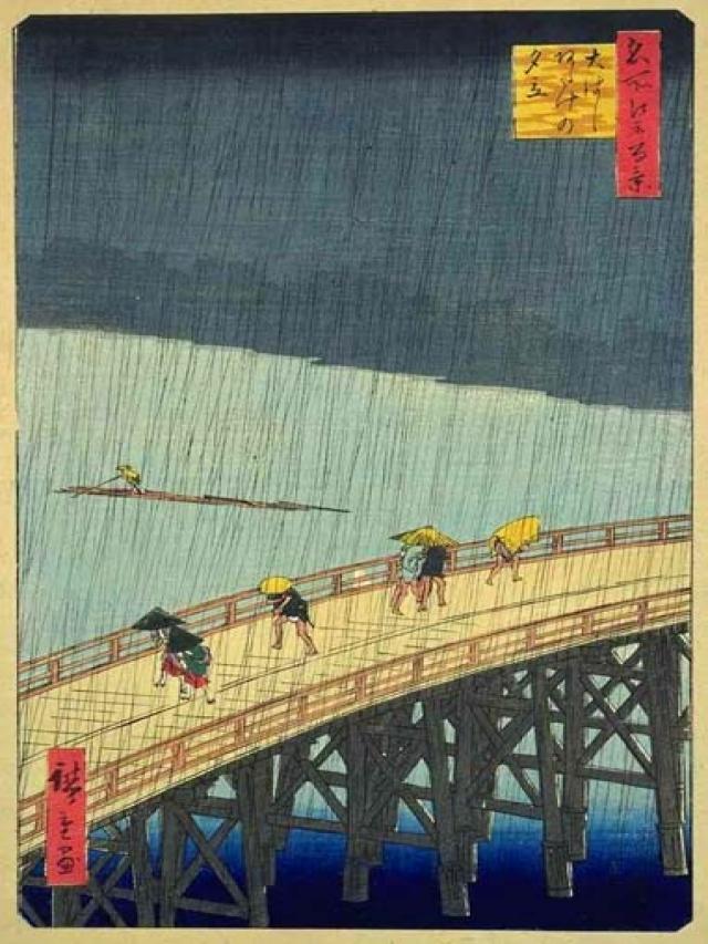 El puente Ōhashi en Atake bajo una lluvia repentina - Utagawa Hiroshige